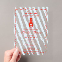Lobster Heart Blue Stripes Nautical Bridal Shower