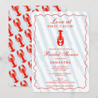 Lobster Heart Blue Stripes Nautical Bridal Shower