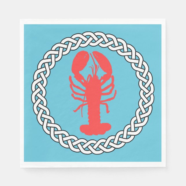 Lobster In A Rope Border Napkin (Front)