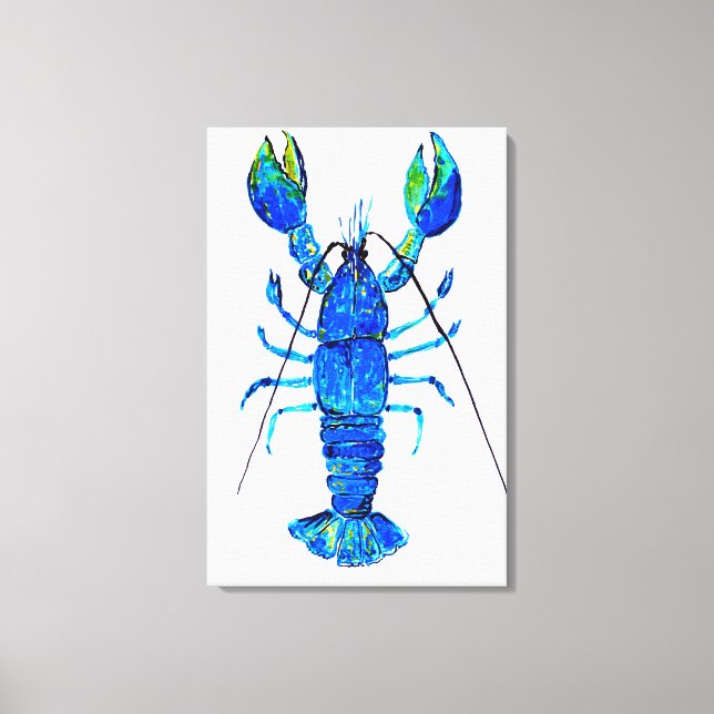 Lobster in blues canvas print (Front)
