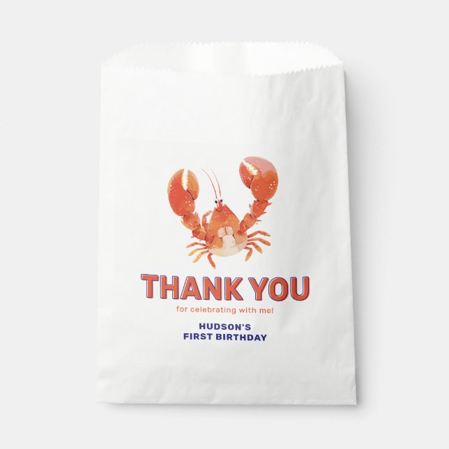 Lobster Kids Birthday Thank You Favour Bags (Front)