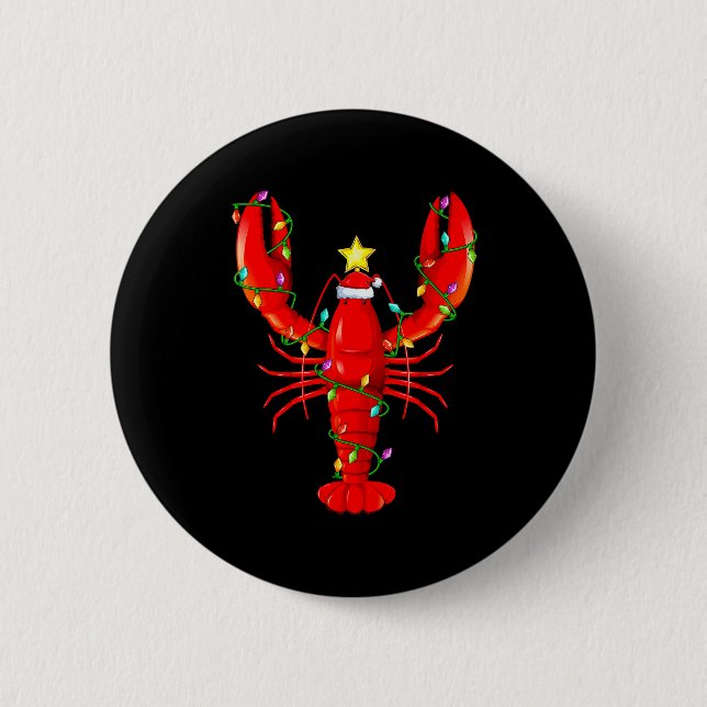 Lobster Lighting Xmas Tree Matching Lobster Christ 6 Cm Round Badge (Front)