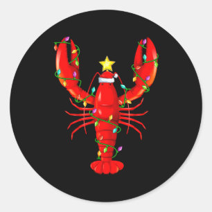 Lobster Lighting Xmas Tree Matching Lobster Christ Classic Round Sticker