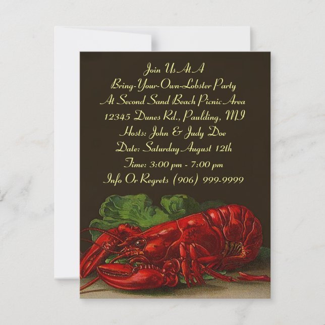 Lobster Lobsters Party Dinner or BYOL Invitation (Front)