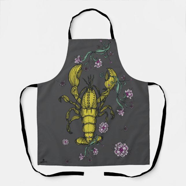 Lobster Love Apron in Grey (Front)