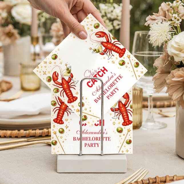 Lobster Love Coastal Bachelorette Party Napkin (Creator Uploaded)