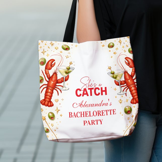 Lobster Love Coastal Bachelorette Party Tote Bag (Creator Uploaded)