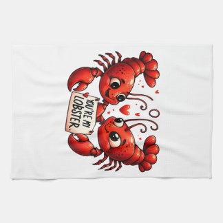 Lobster Love Puns Tea Towel