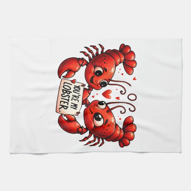 Lobster Love Puns Tea Towel (Horizontal)
