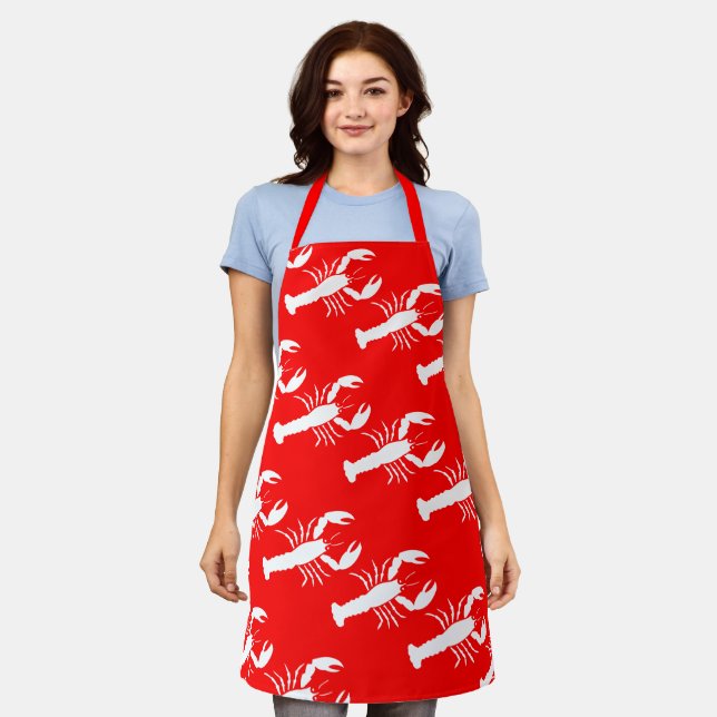 Lobster Love Red Restaurant All-Over Print Apron (Worn)