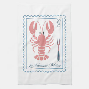 Lobster Maine New England Nautical Ocean Seafood Tea Towel