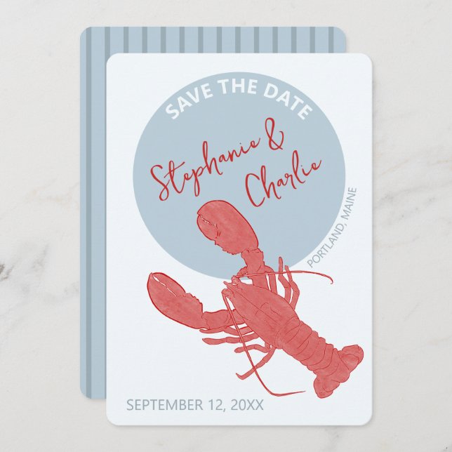 Lobster Maine Wedding Save The Date  Invitation (Front/Back)