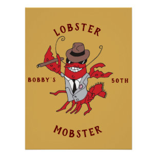 Lobster Mobster 🦞 Funny Cartoon Gangster Poster
