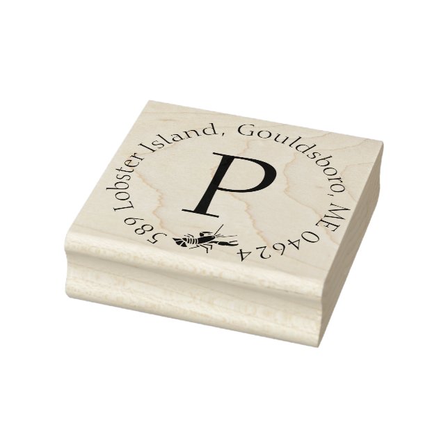 Lobster Monogram Return Address Rubber Stamp (Stamp)