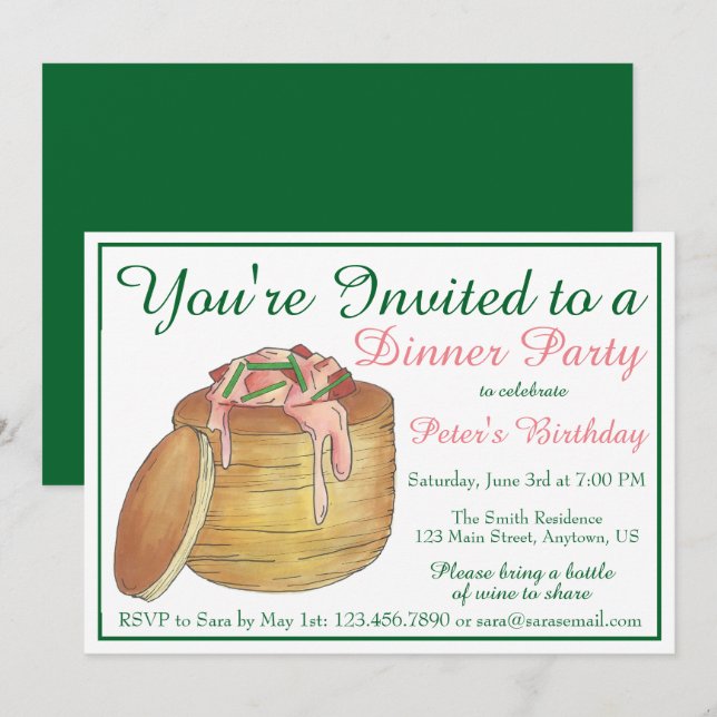 Lobster Newburg New York City Seafood Dish Dinner Invitation (Front/Back)