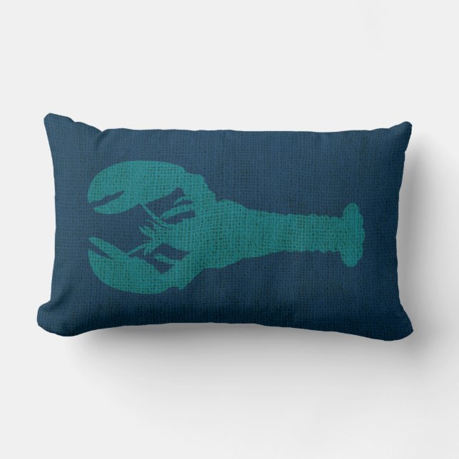 Lobster Ocean Blue Green Lumbar Cushion (Front)