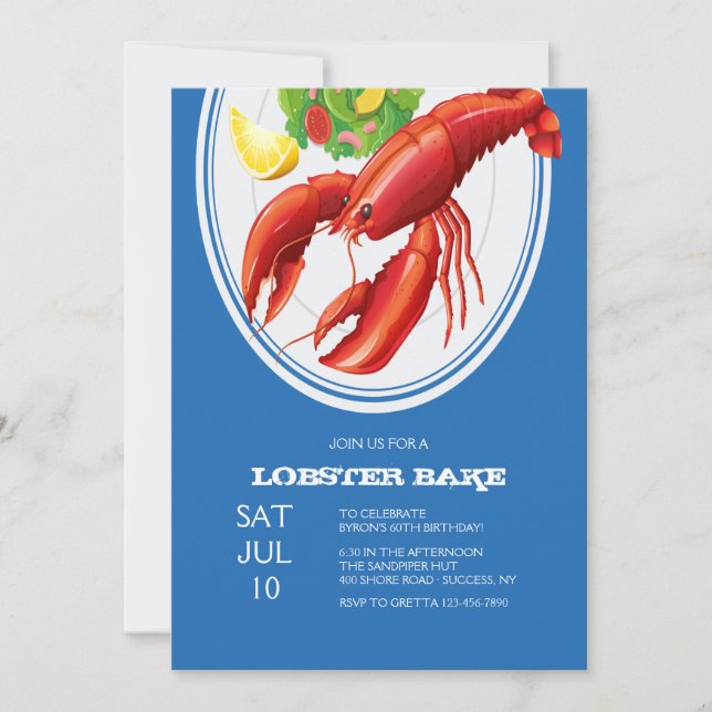 Lobster on a Plate Invitation (Front)