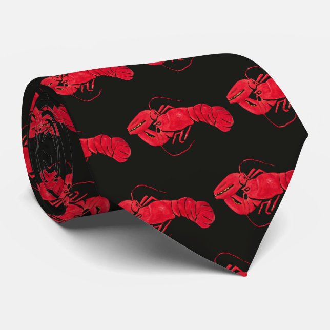 Lobster on Black Background by Marsden Hartley Tie (Rolled)