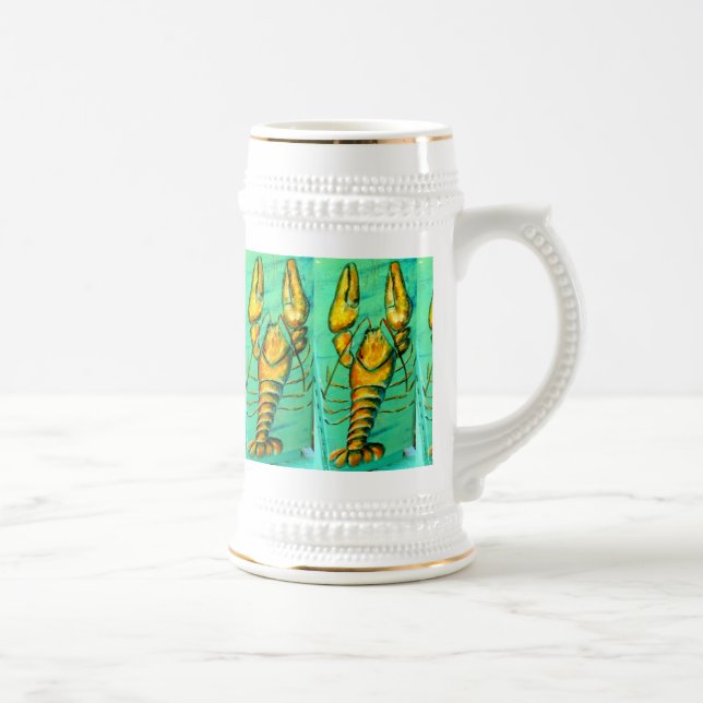 lobster on green background beer stein (Right)