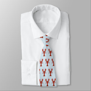 Lobster Painting Coastal Beach Pattern Tie