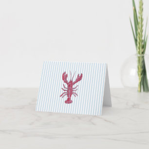 Lobster Painting Nautical Blue Stripe Coastal Card