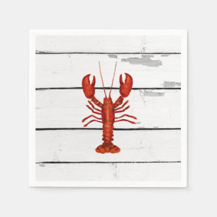 Lobster Painting Nautical Shiplap Coastal Napkin