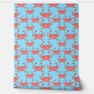 Lobster Pattern On Sea Blue Wallpaper