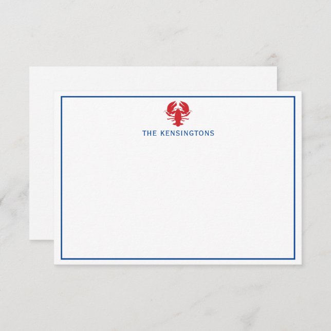 Lobster Personalised Note Cards (Front/Back)