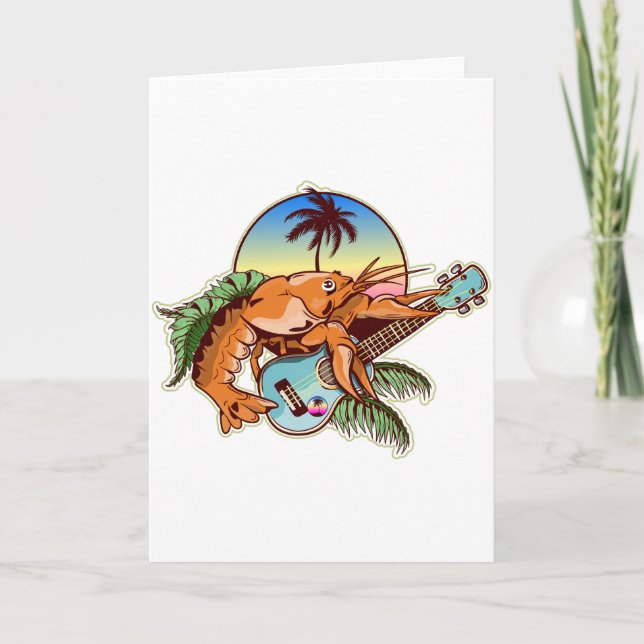 Lobster playing a ukulele guitar  card (Front)