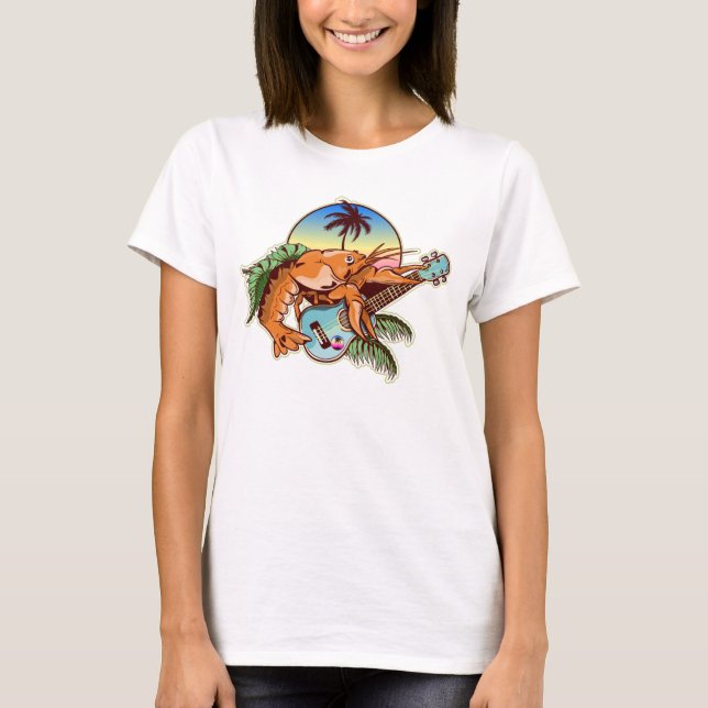 Lobster playing a ukulele guitar  T-Shirt (Front)