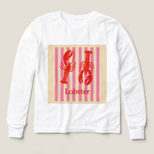 Lobster Pop Bold Crustaceans on Candy Stripes