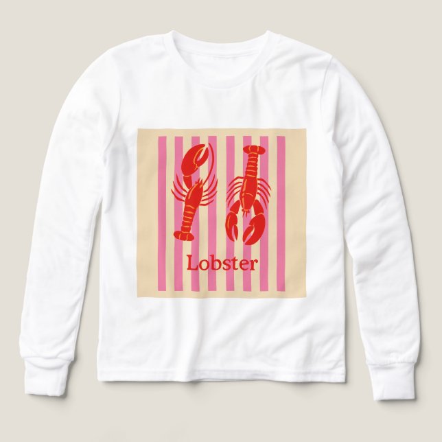 Lobster Pop Bold Crustaceans on Candy Stripes (Design Front)