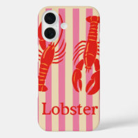 Lobster Pop Bold Crustaceans on Candy Stripes