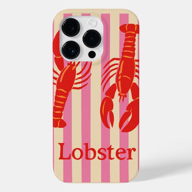 Lobster Pop Bold Crustaceans on Candy Stripes Case-Mate iPhone Case (Back)