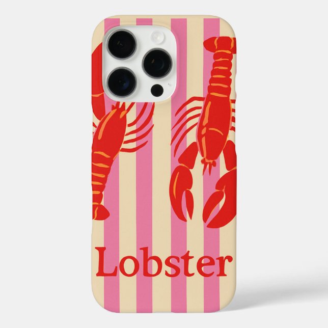Lobster Pop Bold Crustaceans on Candy Stripes Case-Mate iPhone Case (Back)