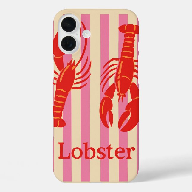 Lobster Pop Bold Crustaceans on Candy Stripes Case-Mate iPhone Case (Back)