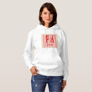 Lobster Pop Bold Crustaceans on Candy Stripes Hoodie