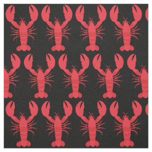 Lobster Print Fabric Black