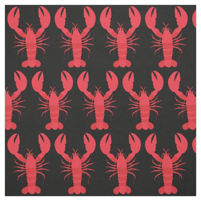 Lobster Print Fabric Black (Swatch)