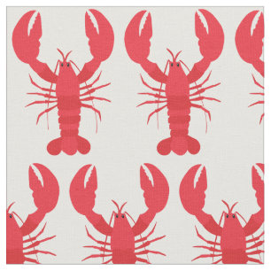 Lobster Print Fabric White