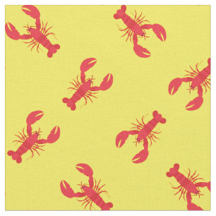 Lobster Print Fabric Yellow