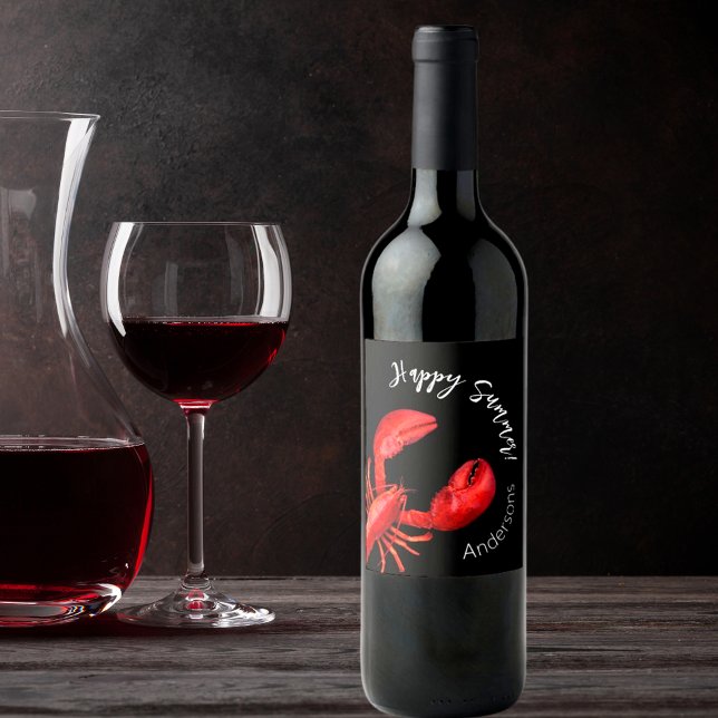 Lobster red black happy summer name wine label (Creator Uploaded)