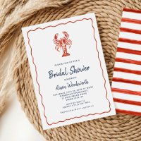 Lobster Red Coastal Stripes Bridal Shower