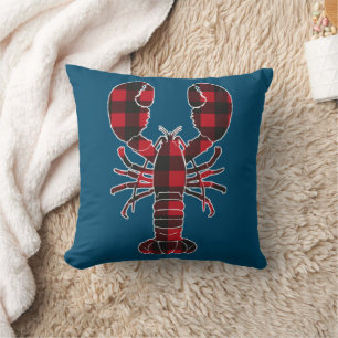 Lobster Red Plaid Buffalo Matching Pajama Family Cushion