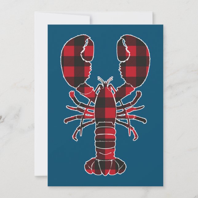 Lobster Red Plaid Buffalo Matching Pajama Family  Holiday Card (Front)