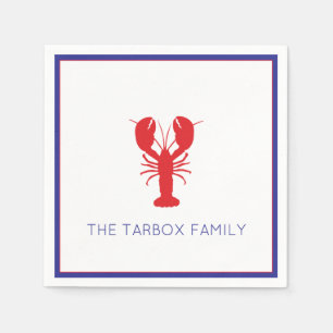 Lobster Red White Blue NAME Preppy Fun Napkin