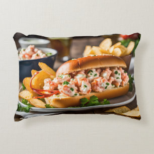 Lobster Roll And Potato Chips Decorative Cushion