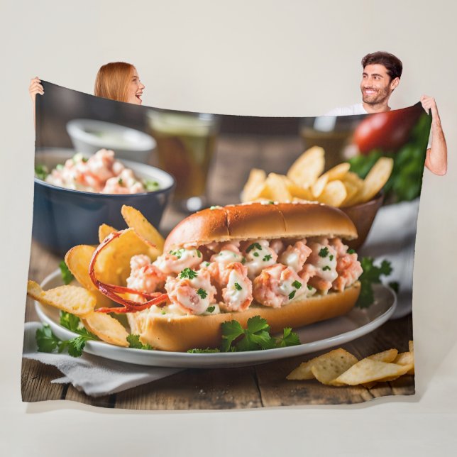 Lobster Roll And Potato Chips Fleece Blanket (In Situ)