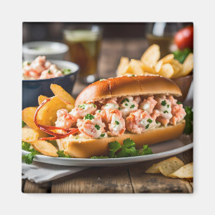 Lobster Roll And Potato Chips Magnet