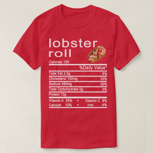 lobster roll Nutrition Facts label T-Shirt (Design Front)